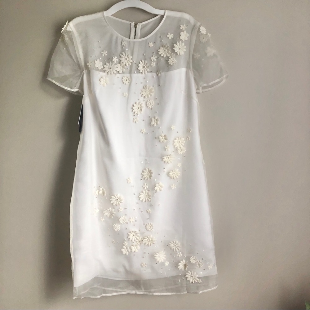 Ted Baker Embellished Silk Organza White Dress 6